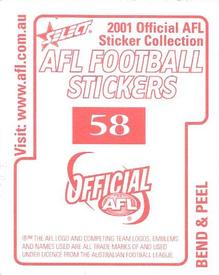 2001 Select AFL Stickers #58 Trent Hotton / Anthony Franchina / Brendan Fevola / Scott Freeborn Back